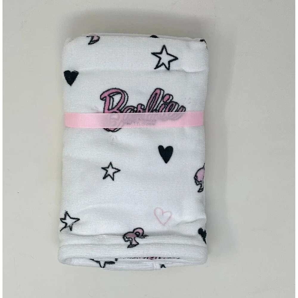 Pink Barbie Hand Towels - 100% Cotton Set of 2 Soft & Stylish Hearts Stars New